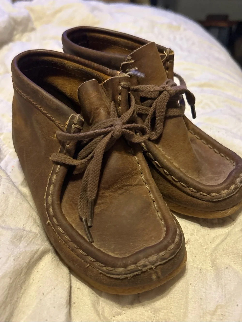 Clarks Brown Leather Kids Moccasin Shoes💕
